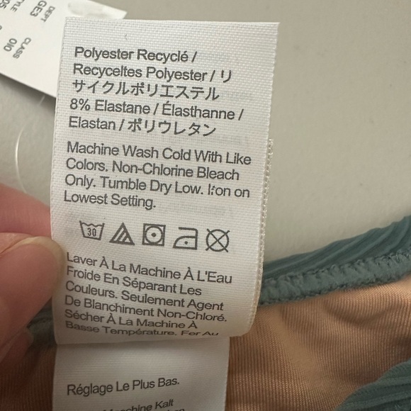 J.Crew Ribbed Curved-Waist Cheeky String Bikini Bottoms Swim Medium Blue/Green - Picture 5 of 7